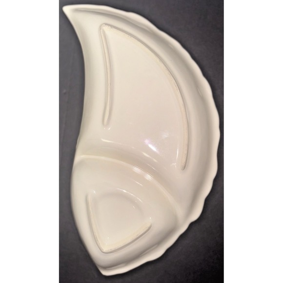 VINTAGE HTF Belmar California MCM Chip & Dip Tray - White Divided Relish Bowl - Picture 3 of 7